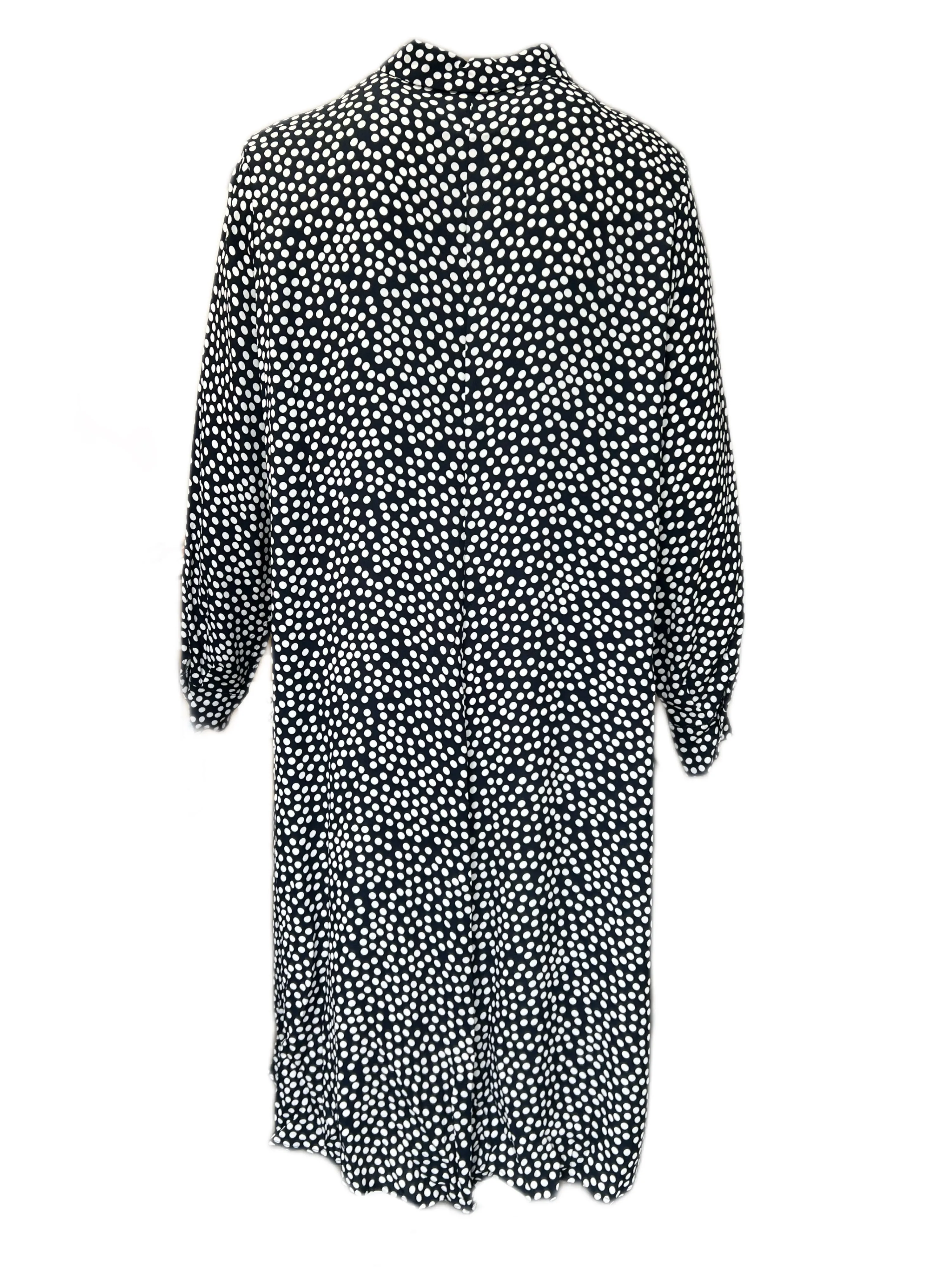 Marina Rinaldi Women's Navy Donata Polka Dot Button Down Dress NWT