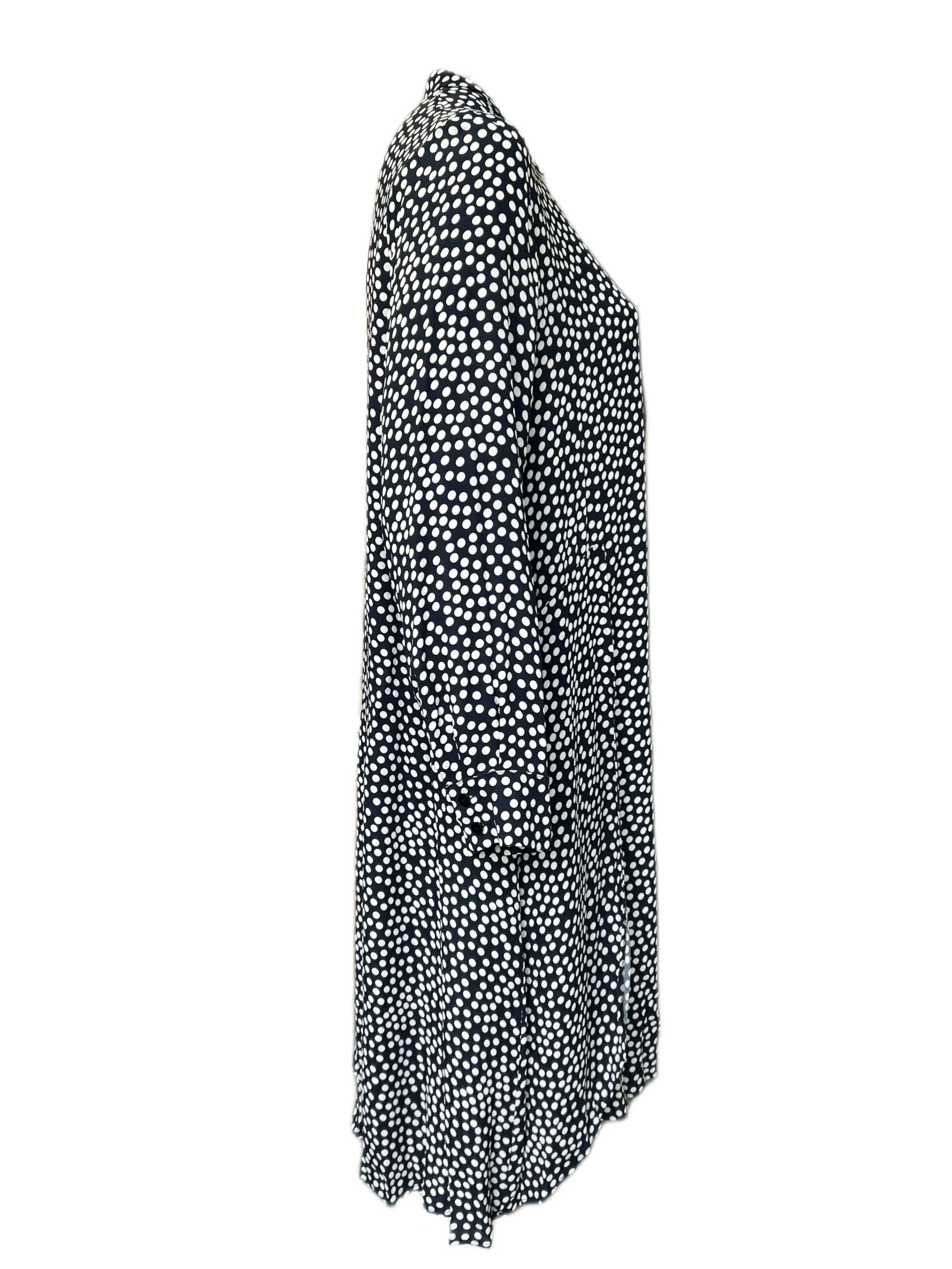 Marina Rinaldi Women's Navy Donata Polka Dot Button Down Dress NWT