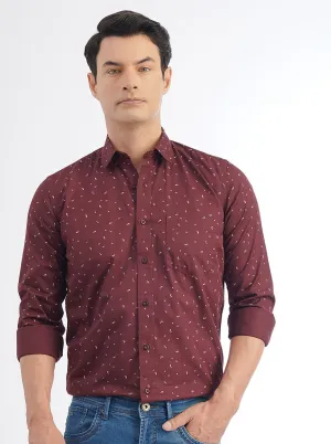 Maroon Printed Smart Fit Semi Casual Shirt | Greenfibre