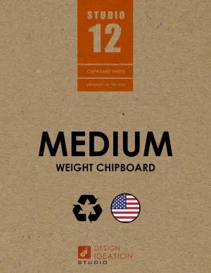 MEDIUM Chipboard Sheets. Economy Pack. STUDIO 12 brand. (8.5" x 11") (10 Sheets)