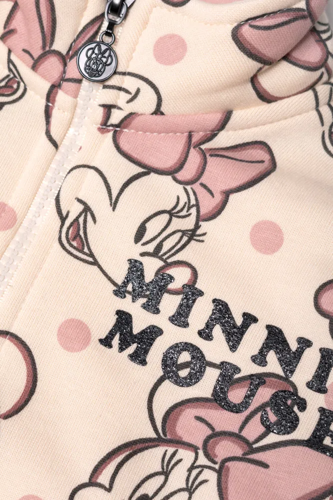 Minnie Mouse Quarter Zip Track Top Natural