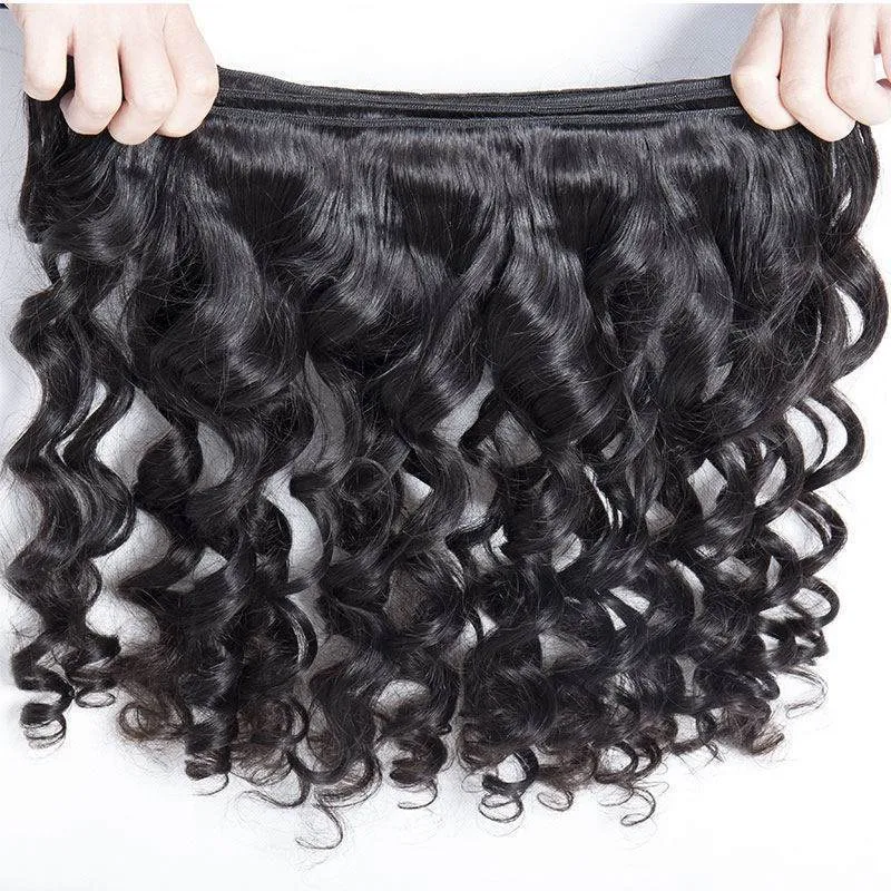ModernShow Natural Black Virgin Remy Peruvian Loose Wave Human Hair Extension 1 Bundle Deal