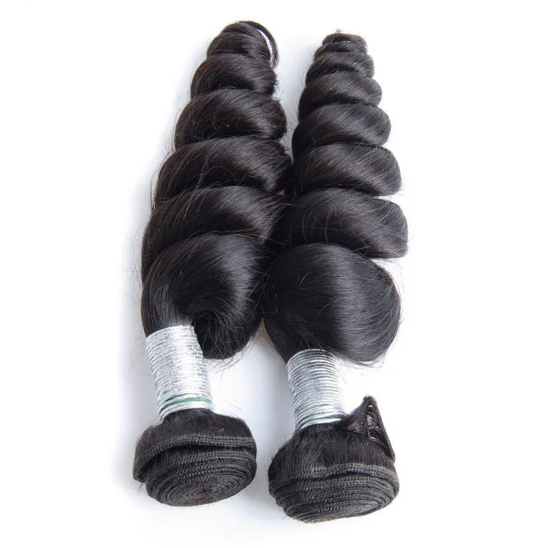 ModernShow Natural Black Virgin Remy Peruvian Loose Wave Human Hair Extension 1 Bundle Deal