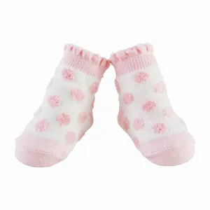 Mudpie Pink Chenille Dot Baby Socks