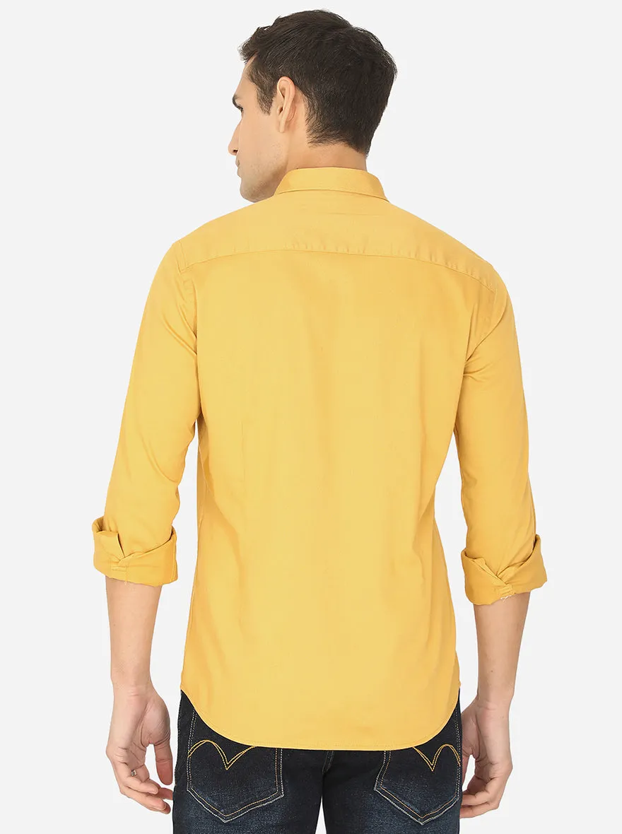 Mustard Yellow Solid Slim Fit Casual Shirt | JadeBlue