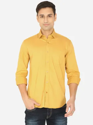 Mustard Yellow Solid Slim Fit Casual Shirt | JadeBlue