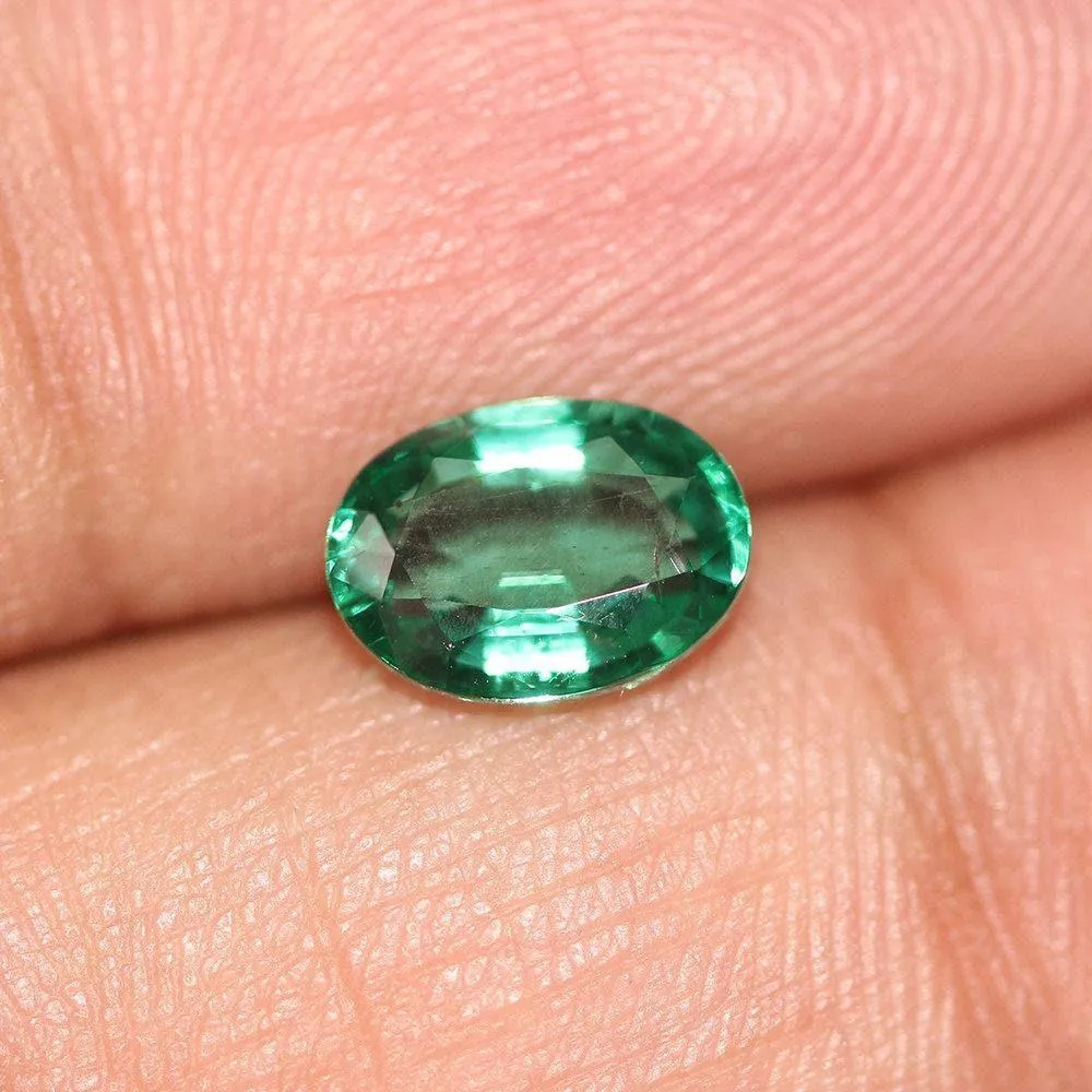 Natural Certified Earth Mined Zambian Green Emerald Oval Rare Top Top Luster Gem 1.28ct