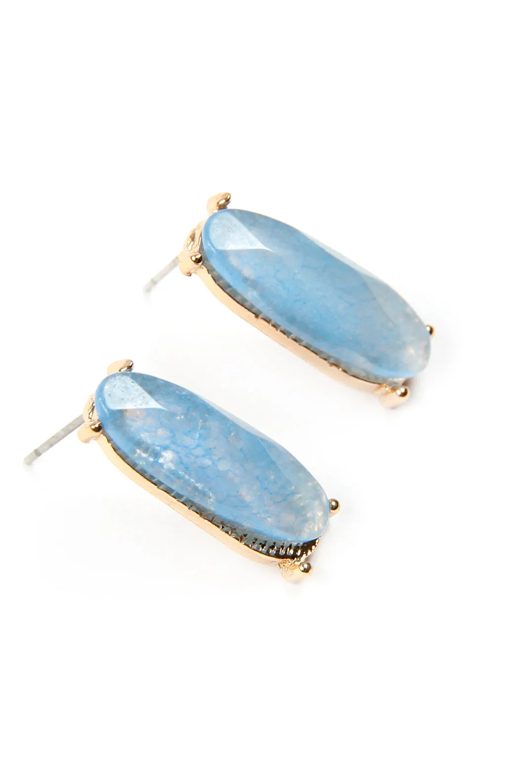 NATURAL STONE OVAL POST EARRINGS
