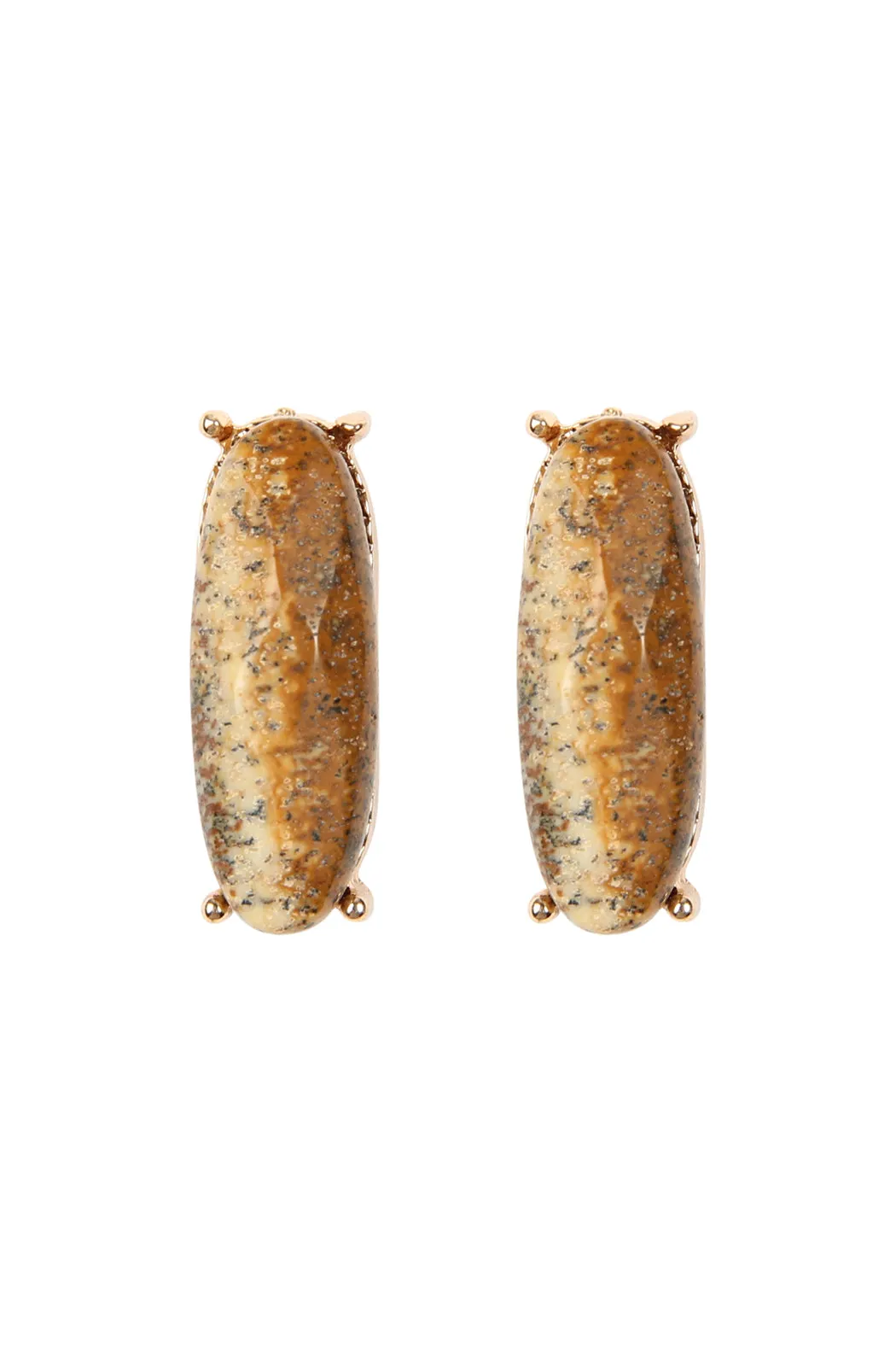 NATURAL STONE OVAL POST EARRINGS