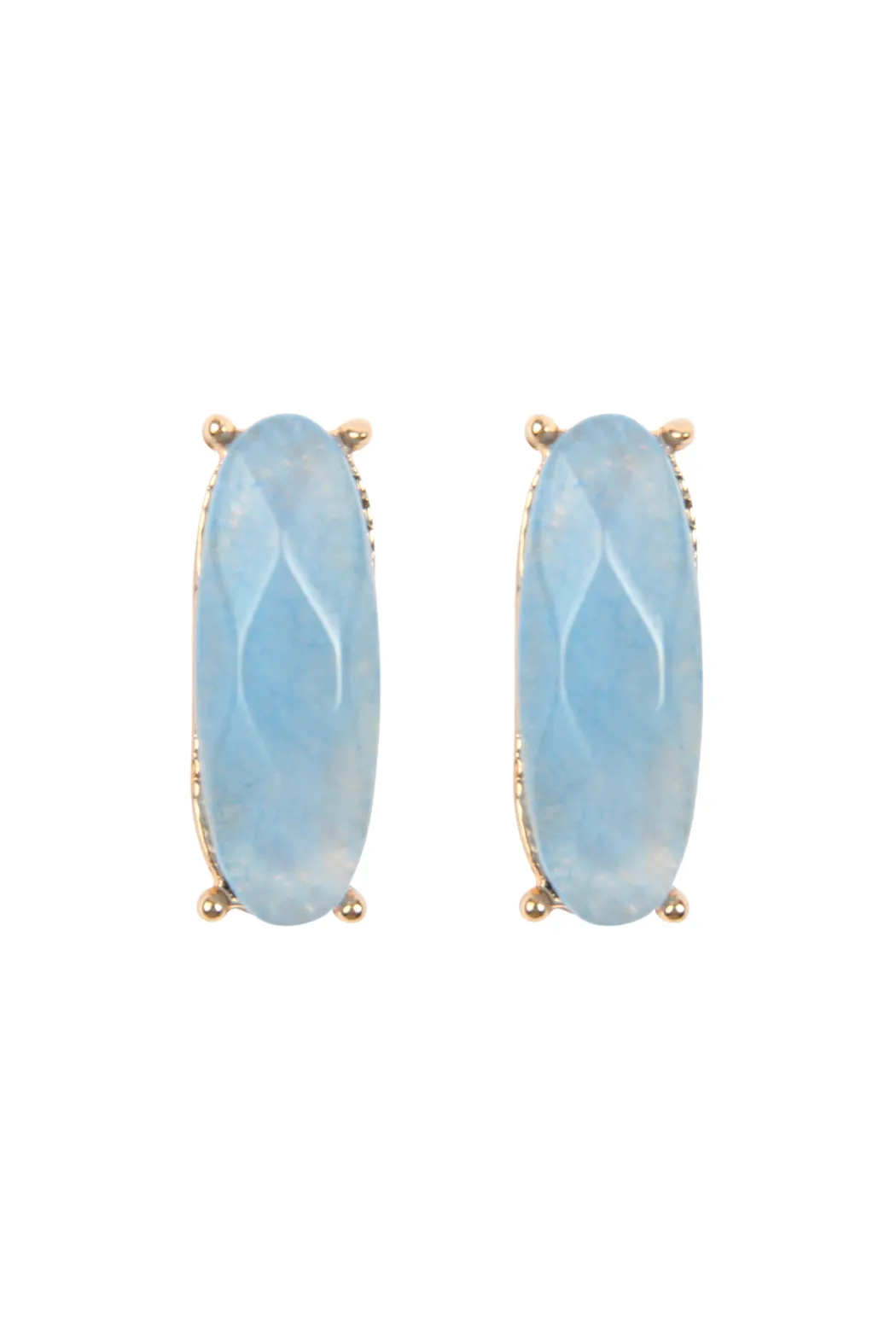 NATURAL STONE OVAL POST EARRINGS