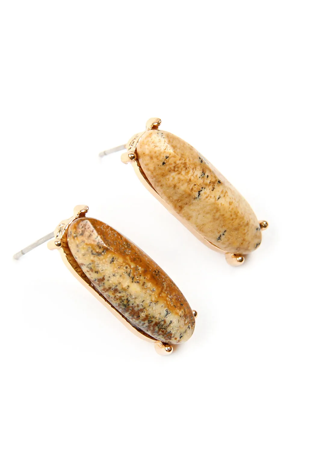 NATURAL STONE OVAL POST EARRINGS