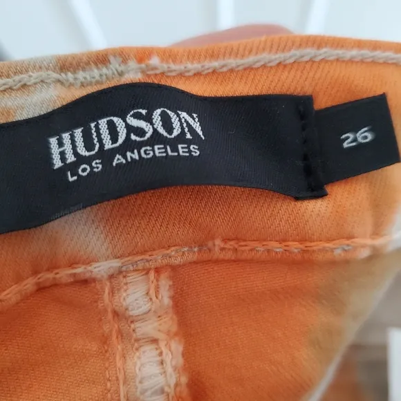 NEW Hudson Gray Orange Tye Dye Skinny Stretch Denim Jeans Women's Size 26 XSmall