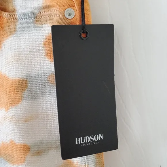 NEW Hudson Gray Orange Tye Dye Skinny Stretch Denim Jeans Women's Size 26 XSmall