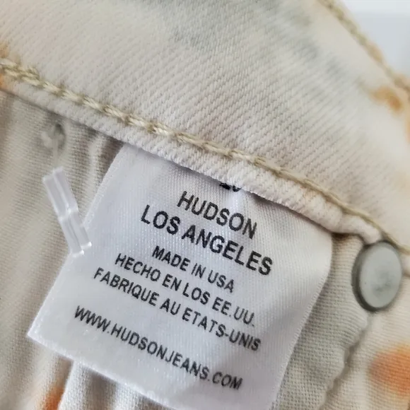 NEW Hudson Gray Orange Tye Dye Skinny Stretch Denim Jeans Women's Size 26 XSmall