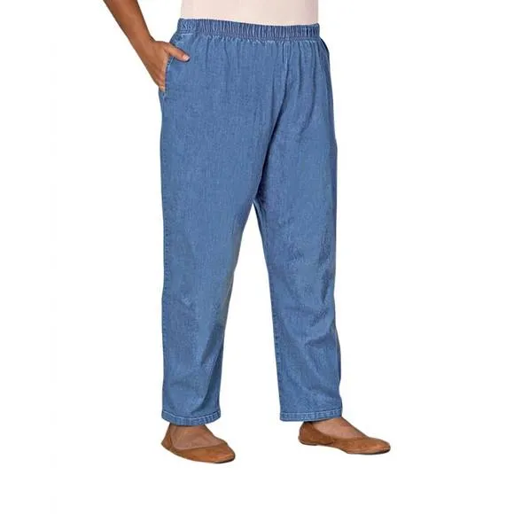 NEW ON THE PLUS SIDE plus size wide leg premium denim jeans in light wash denim