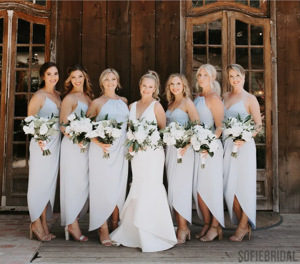 Newest Halter Sweetheart Short Bridesmaid Dresses With Split, BD1023