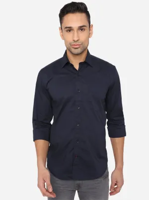Night Blue Solid Smart Fit Casual Shirt | Greenfibre