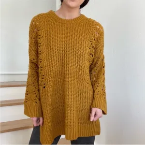 NWT Pilcro Anthropologie Oversized Chunky Devenne Pointelle Crewneck in Maize