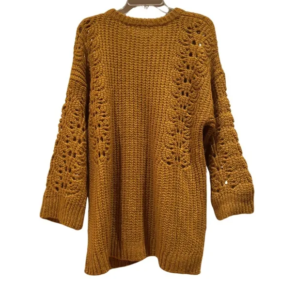 NWT Pilcro Anthropologie Oversized Chunky Devenne Pointelle Crewneck in Maize