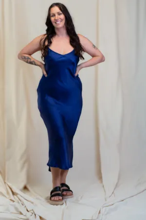 Otomo Silk Slip Maxi Navy