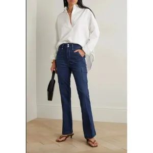 Paige Dion Cargo Trouser Flare Jeans dark was size 24 NEW