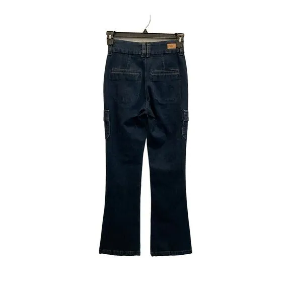Paige Dion Cargo Trouser Flare Jeans dark was size 24 NEW