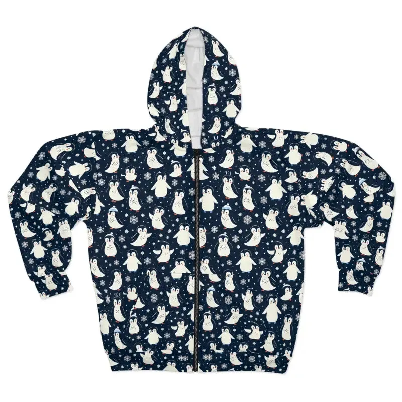 Penguins Pattern Unisex Zip Hoodie Style and Warmth