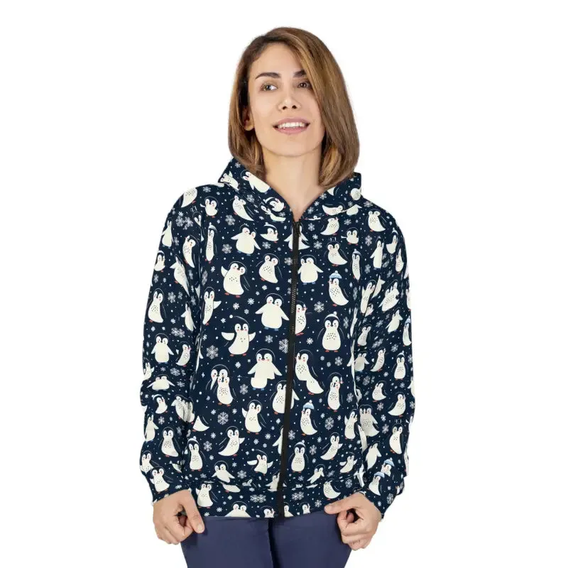 Penguins Pattern Unisex Zip Hoodie Style and Warmth