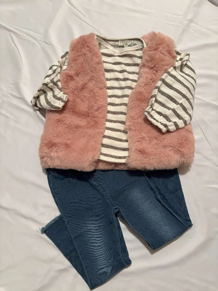 Pink Fur Girls Winter Vest