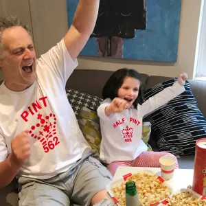 Pint & Half Pint t shirt set in red and white for World Cup supporters
