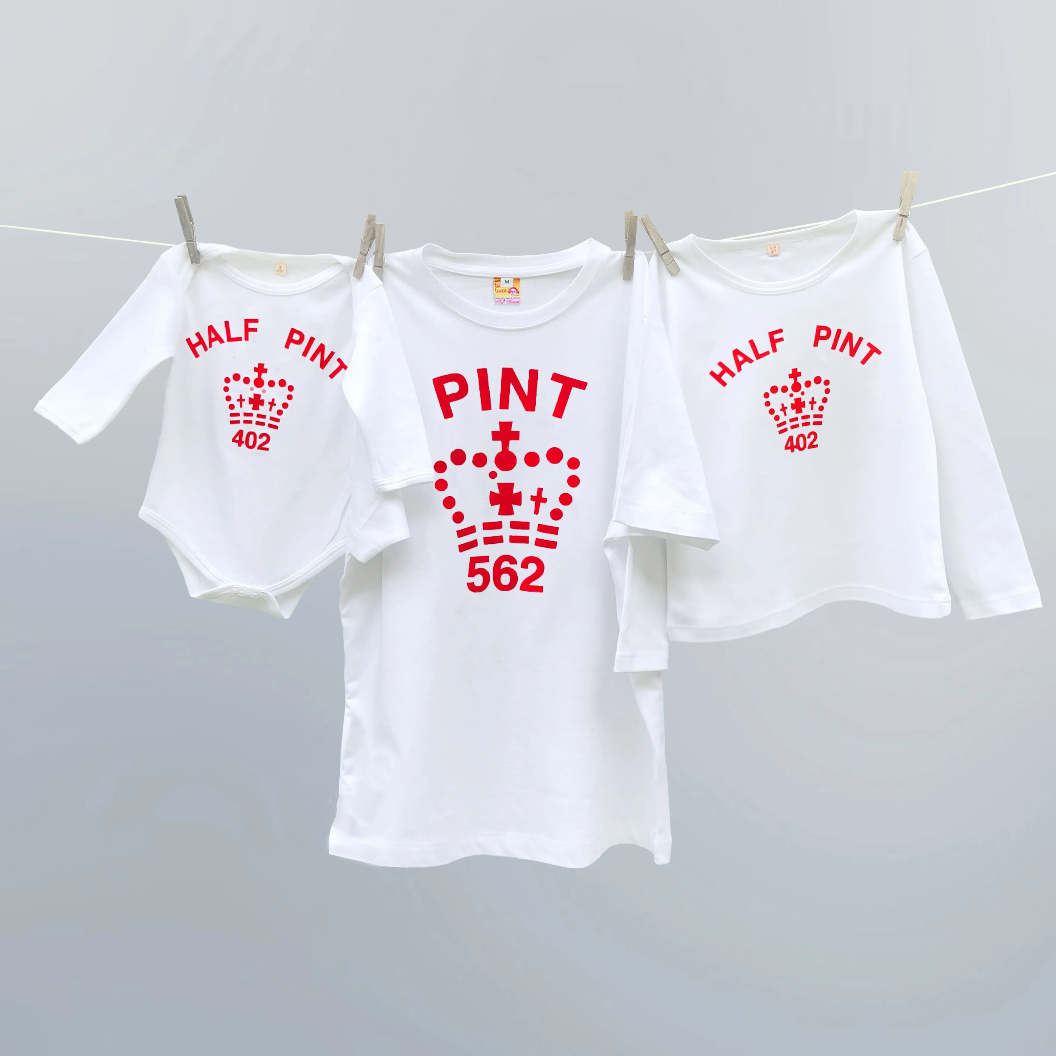 Pint & Half Pint t shirt set in red and white for World Cup supporters