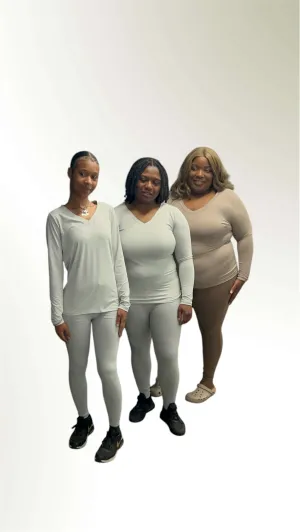 Plus Brushed Microfiber Long Sleeve V-Neck