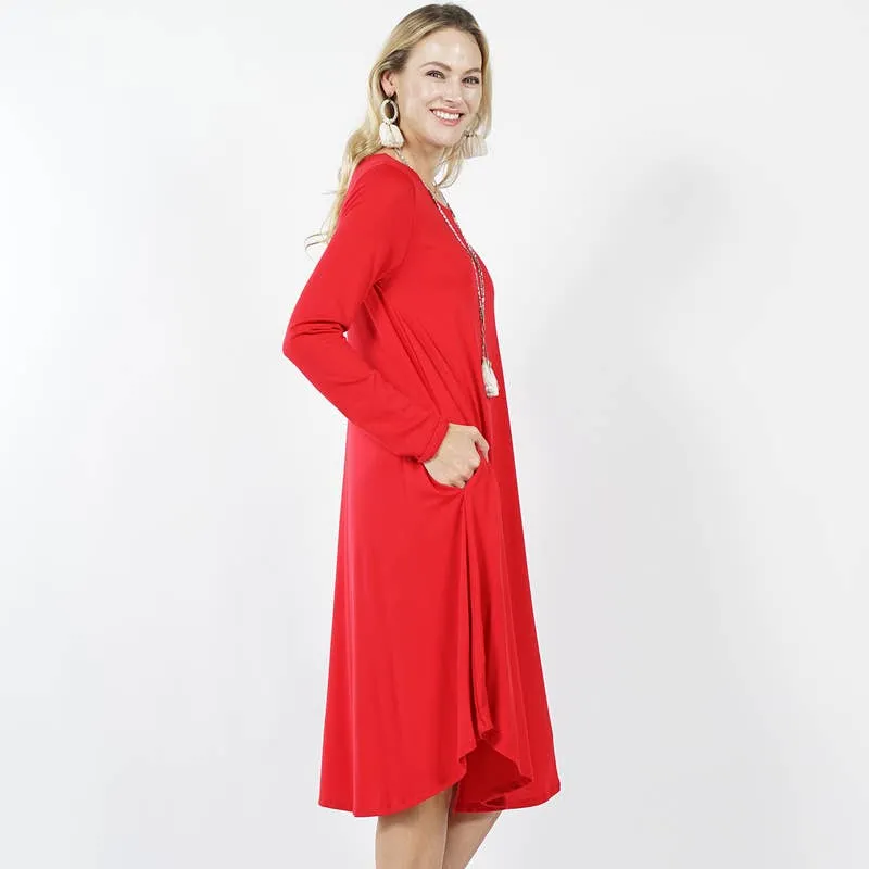 Plus Size Sexy Slinky Pocket Midi Dress