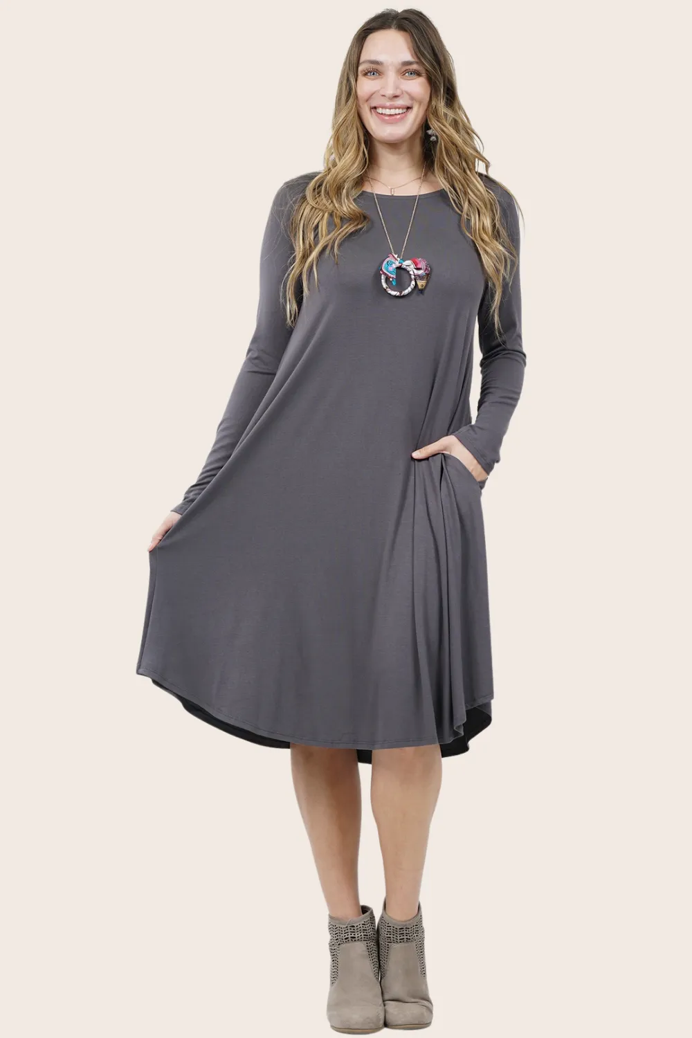 Plus Size Sexy Slinky Pocket Midi Dress