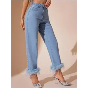 Plush Hem High Rise Straight Jeans: Fabness in Fabric, Affection