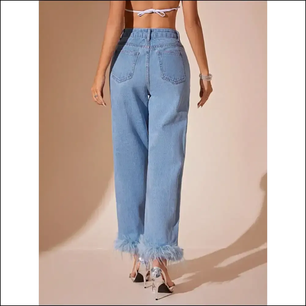 Plush Hem High Rise Straight Jeans: Fabness in Fabric, Affection