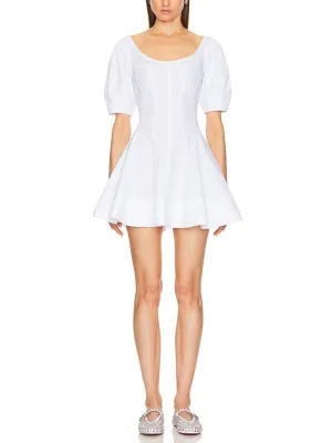 Poplin Sculptural Mini Dress in White