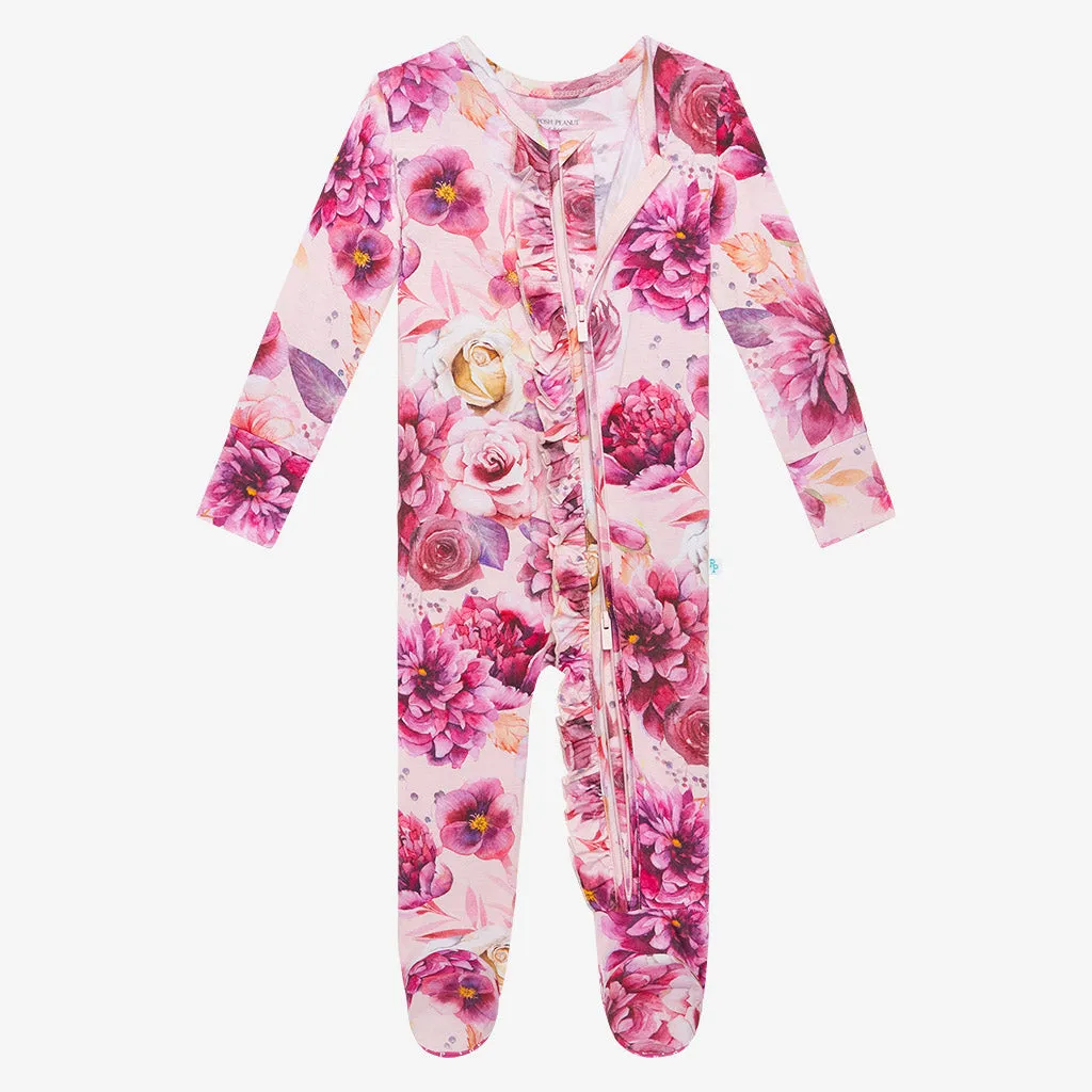 Posh Peanut Amira Ruffled Zippered Footie