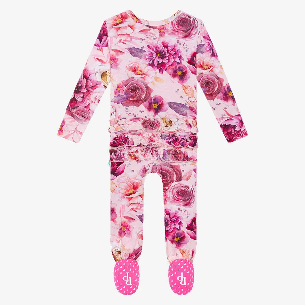 Posh Peanut Amira Ruffled Zippered Footie
