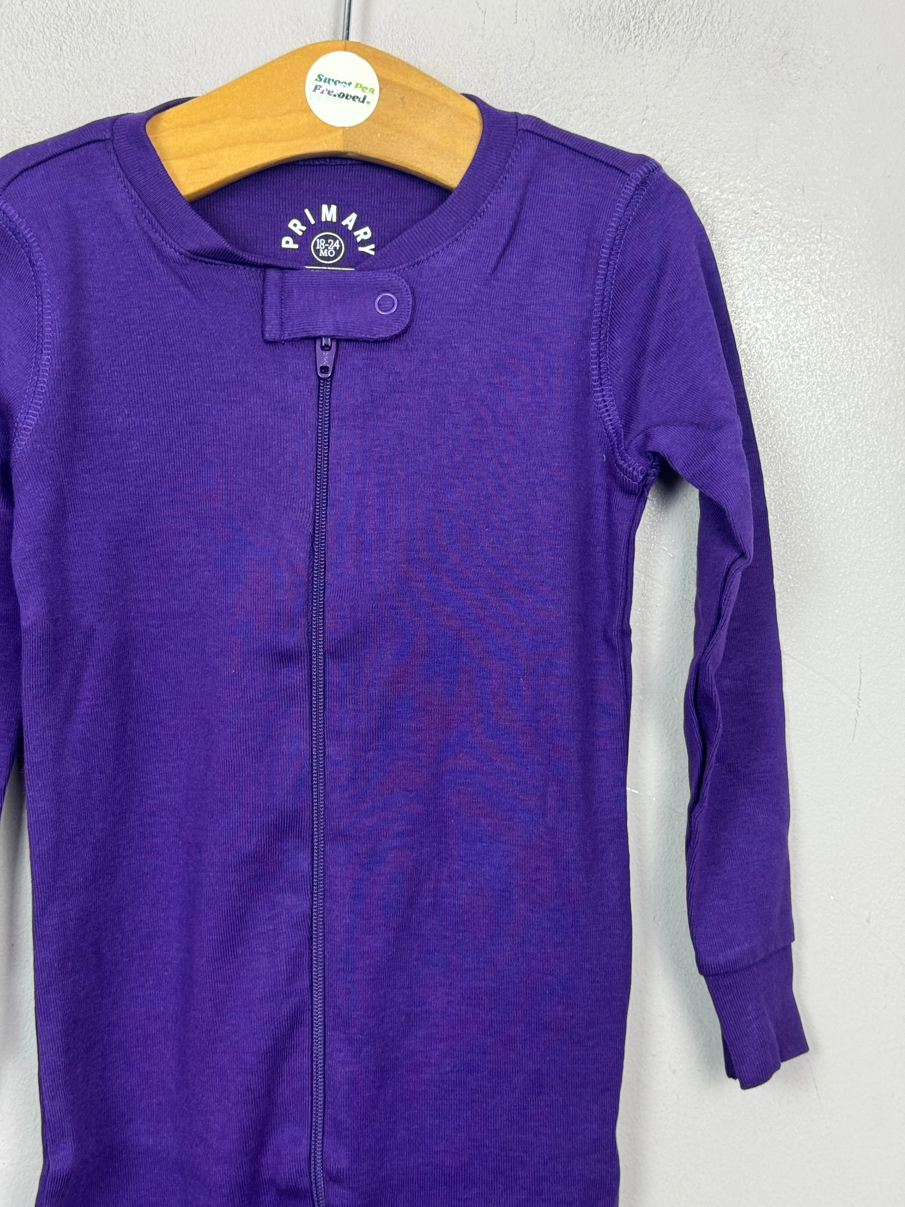 Primary Organic Sleepsuit - Plain dye, Purple (New) 18-24m
