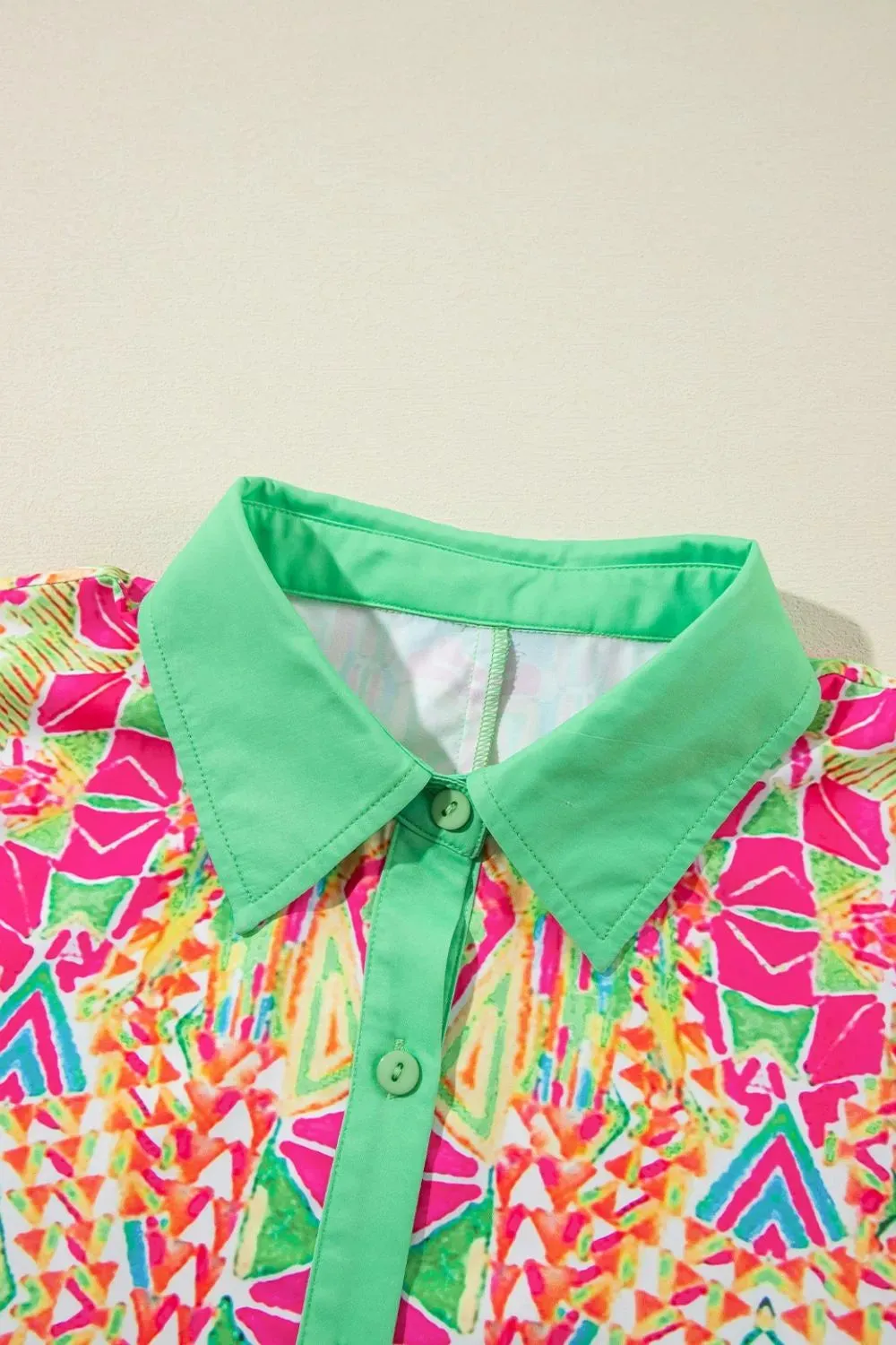 Printed Button Down Short Sleeve Dress