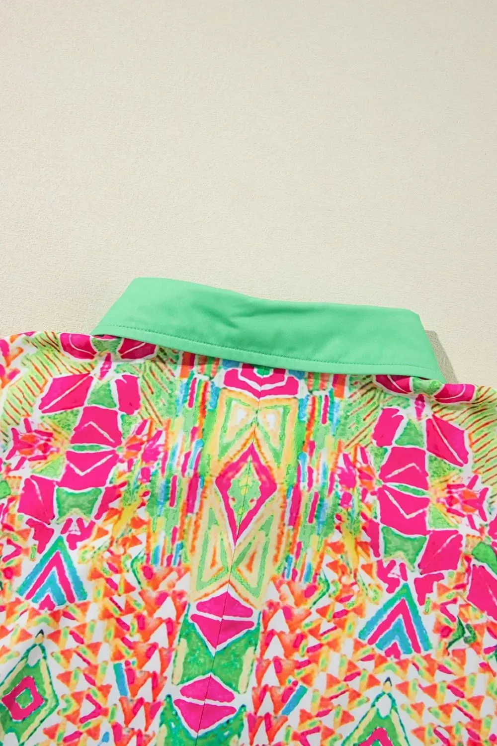 Printed Button Down Short Sleeve Dress