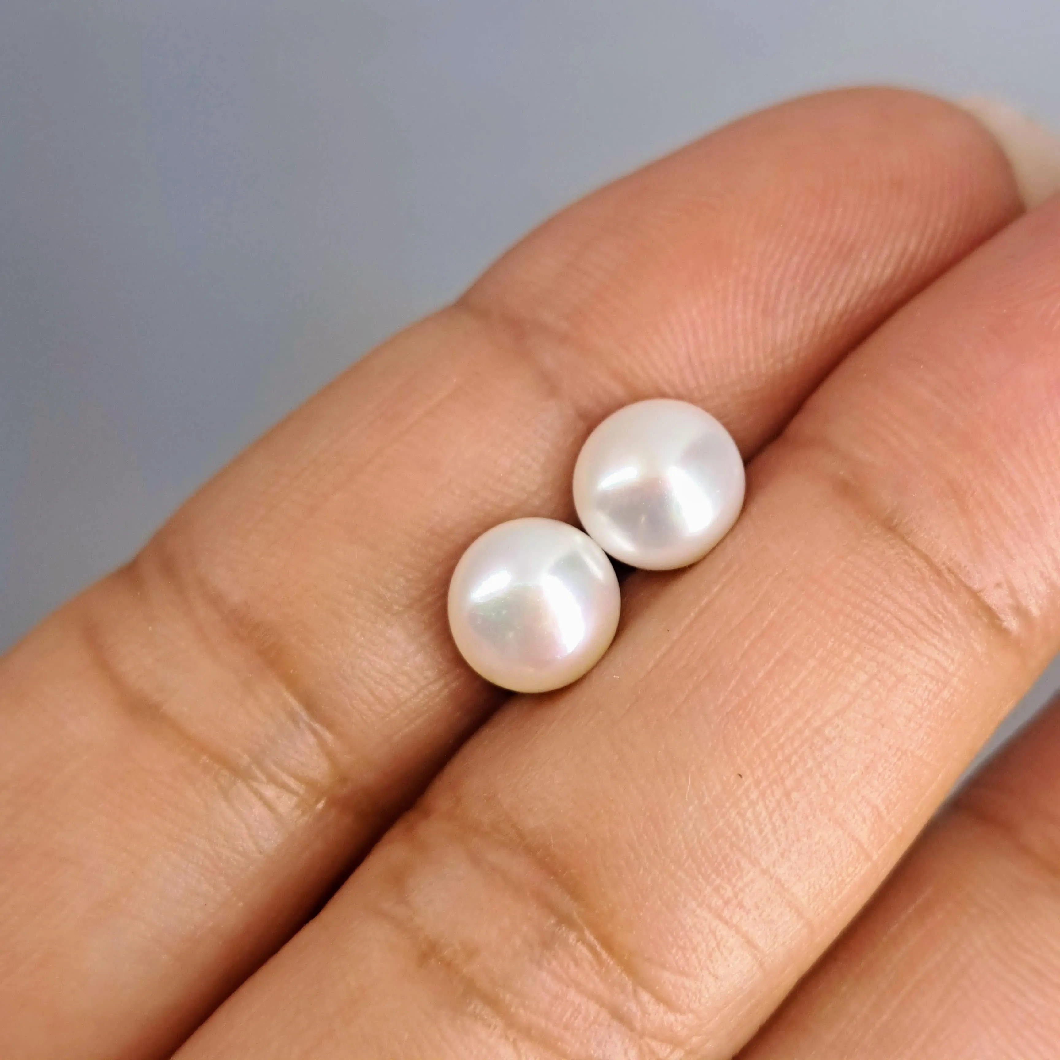 "Classic" 7.5-8mm Stud Earrings - Pearls, Sterling