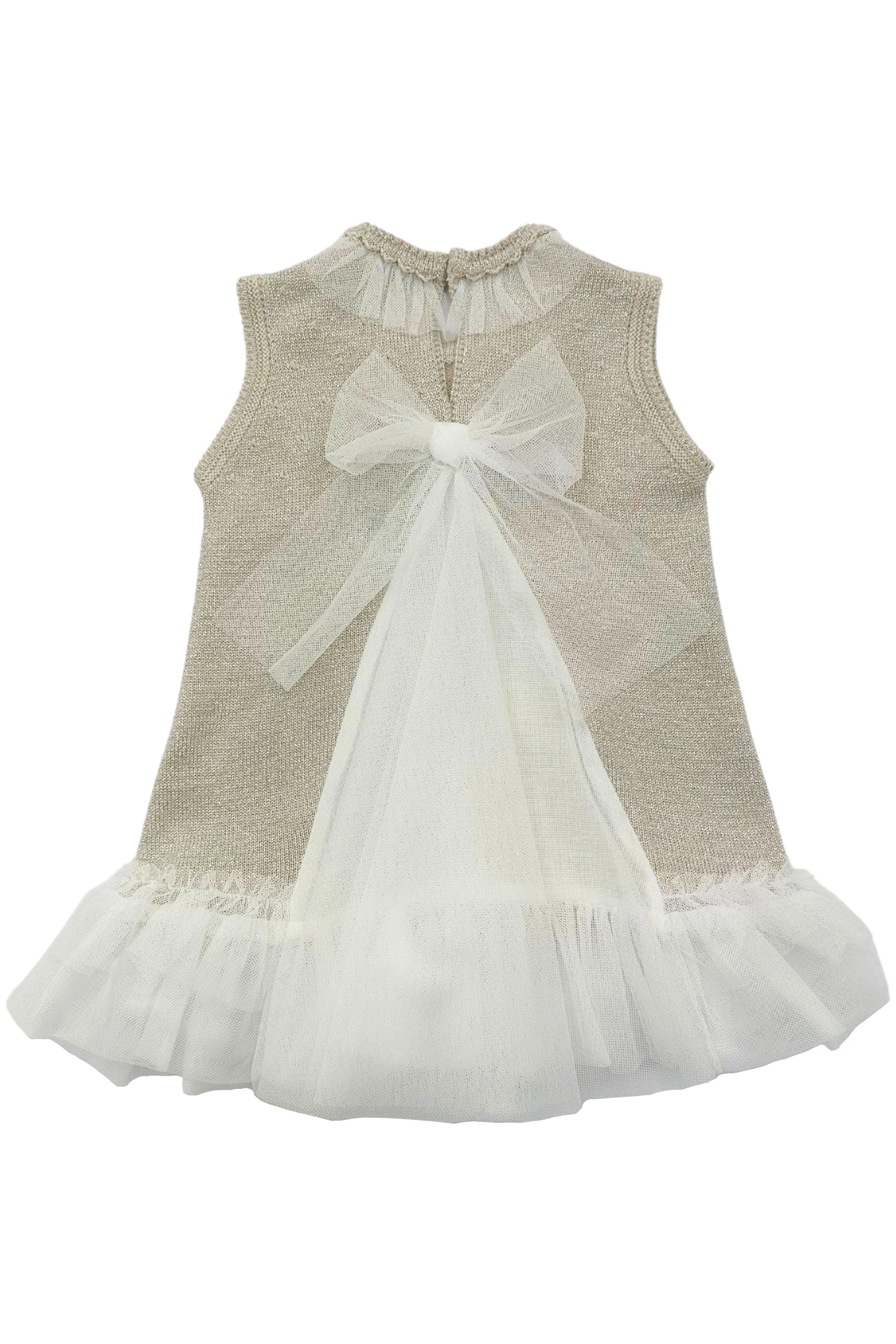 "Grace" Sparkly Stone Knit Tulle Bow Dress