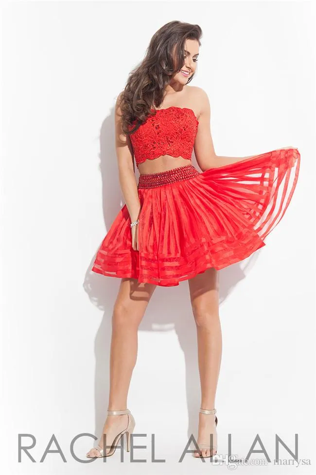 RACHEL ALLAN Short Red Strapless Two Piece Gown Size 2