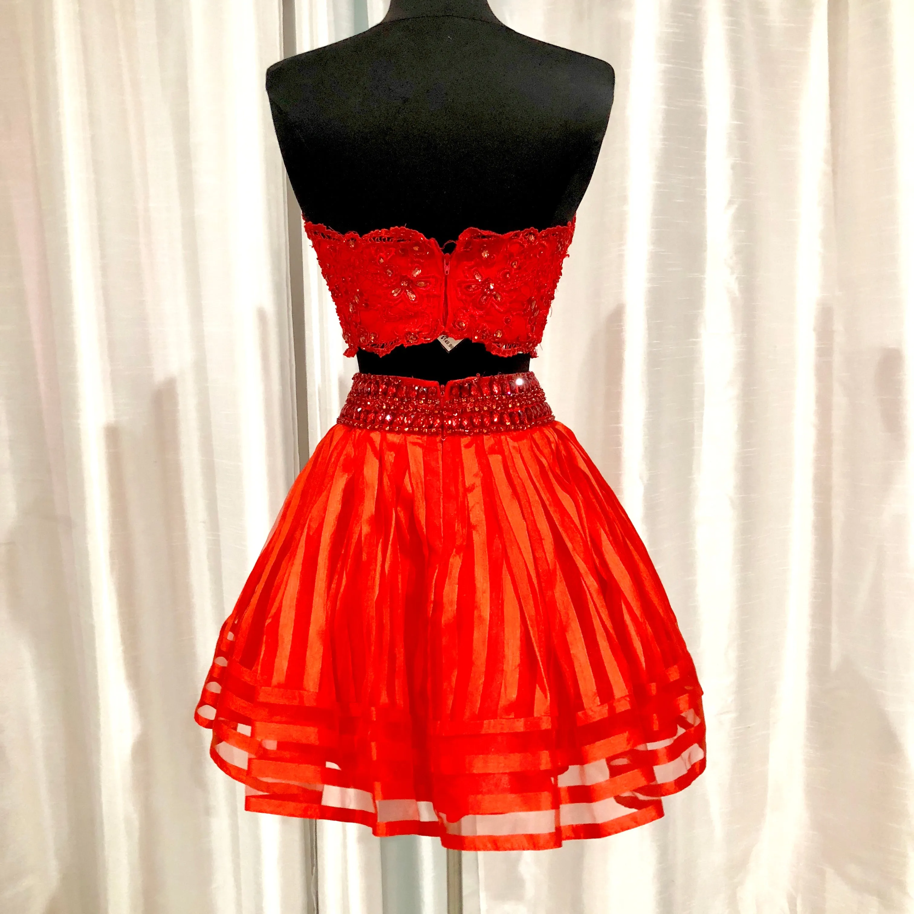 RACHEL ALLAN Short Red Strapless Two Piece Gown Size 2