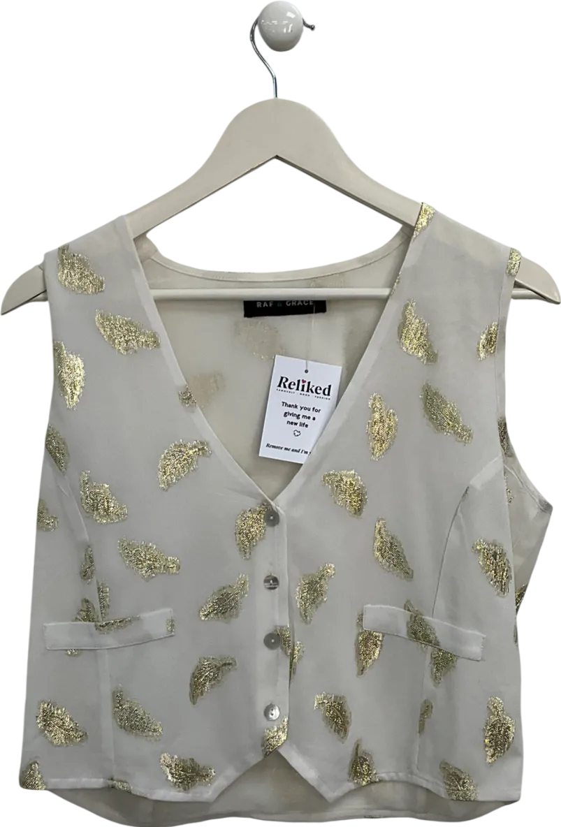 Raf & Grace Cream Sadie Feather Waistcoat UK S/M