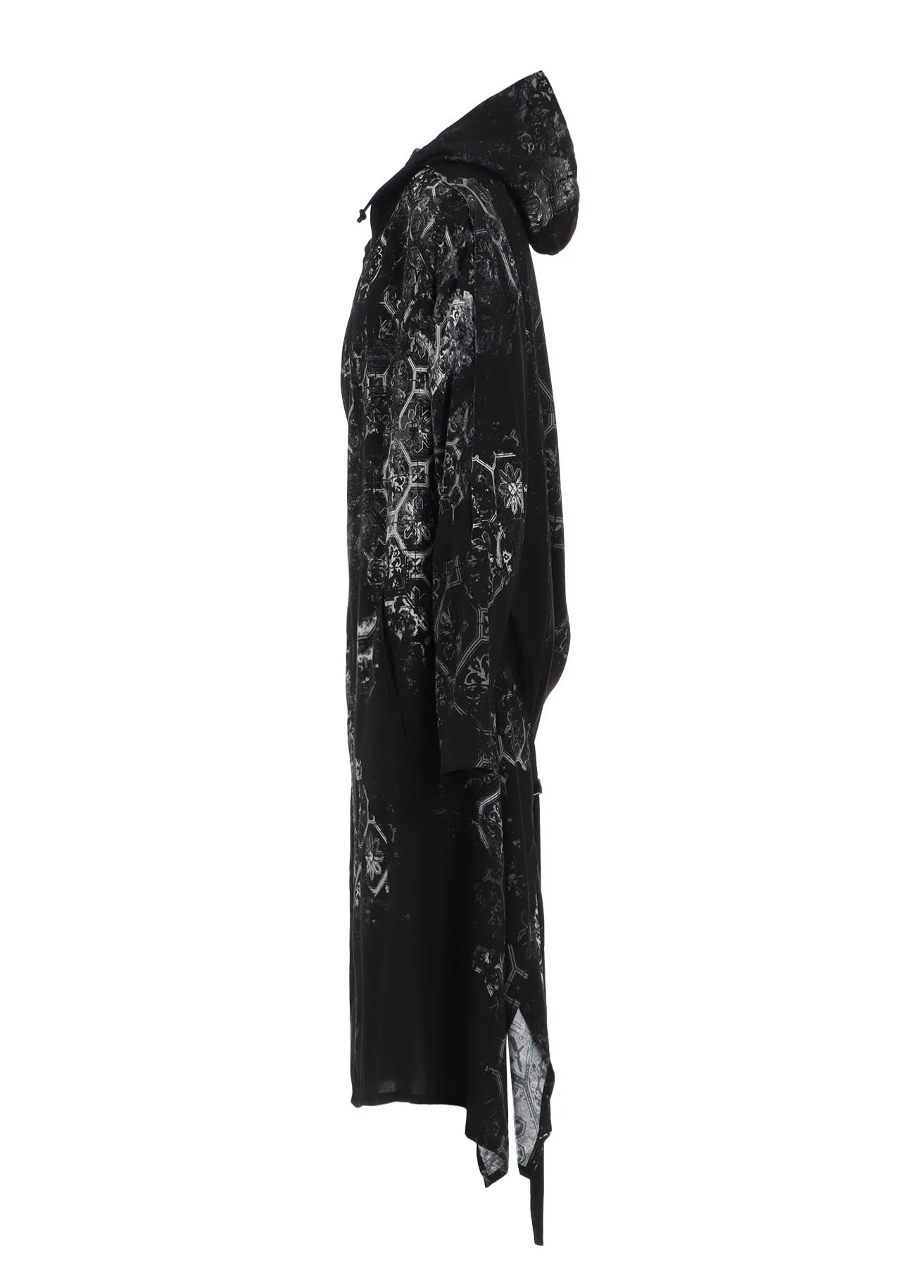 RAYON PRINT TILE PATTERN SIDE CUT-OUT DRESSES