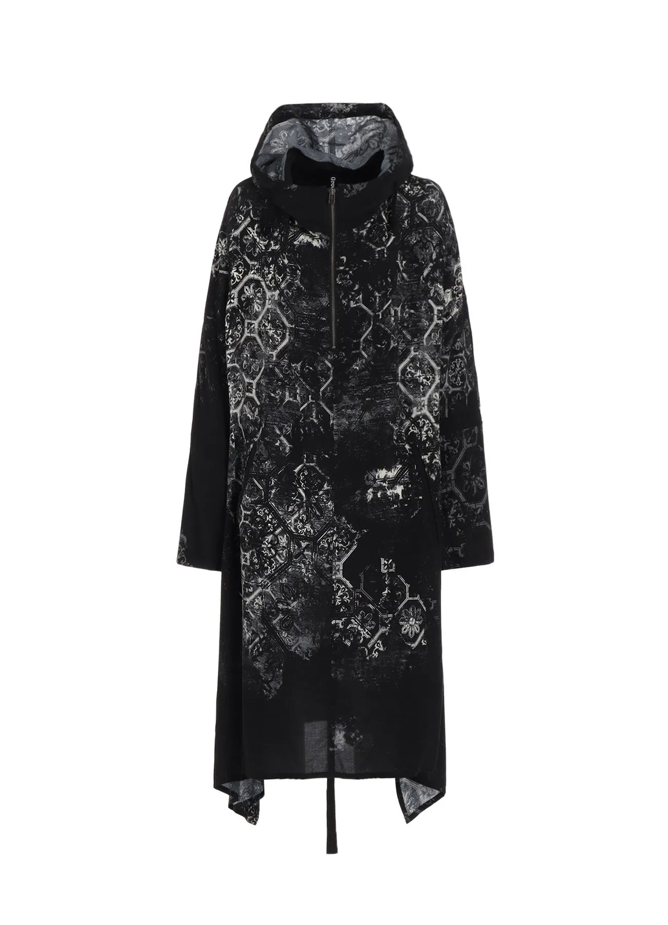 RAYON PRINT TILE PATTERN SIDE CUT-OUT DRESSES