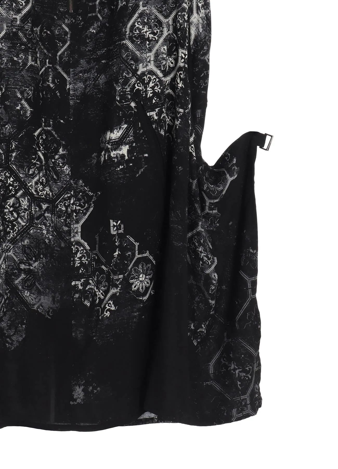 RAYON PRINT TILE PATTERN SIDE CUT-OUT DRESSES